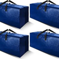 Cosy Family 4 Pack Heavy Duty Extra Large Moving Bags with Backpack Straps - Strong Handles & Zippers, Storage Totes For Space Saving, Fold Flat, Alternative to Moving Box (X-Large-Set of 4, Blue)